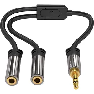 - 3.5mm Y Adapter & Jack & AUX Splitter (1x3.5mm Male to 2x Female, Connect Two Sets of Headphones to a Smartphone/Tablet/Notebook, Stereo, 4in, Black)