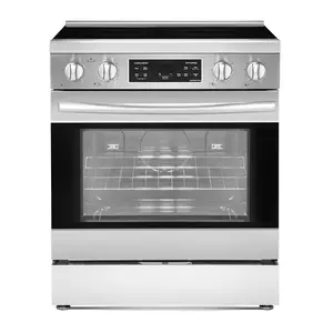 30 in Electric Range Oven, 4.8 Cu. Ft. Capacity Compact Freestanding Oven, Stainless Steel Kitchen Stove, with 4 Cooktop Burners, Timer, Easy Reach Racks, Storage Drawer, Light(No Power Cord)