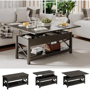 ChooChoo Coffee Table Lift Top, Multi-Function Convertible Coffee Table with Storage and Hidden Compartment, Coffee Table Converts to Dining Table for Living Room,