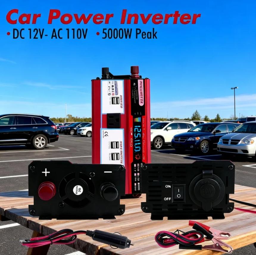 Heavy-Duty 5000W Peak Car Inverter - For Car, RV, Boat & More