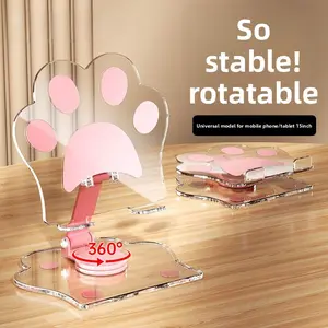Cute cartoon cat claw folding mobile phone holder desktop student dormitory office chasing drama brush Douyin suitable for ipad