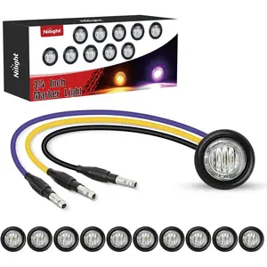 Nilight 3/4 Inch Dual Color Marker Light 10PCS Amber to Purple Turn Signal Auxiliary Side Marker Clearance Indicator Bullet Lights 3 Plug IP68 Waterproof for Trailer Truck Pickup Camper RV ATV UTV Van Bus
