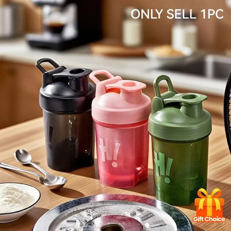 Protein Shaker Cup with Plastic Stirring Ball Lid (Pink, Green) - Used for Protein Powder, Sports Drinks, Water Insulated Cup - Perfect for Fitness, Outdoor, Camping, Work out