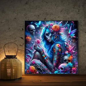 Blue Girl Pattern DIY Diamond Arts Colorful Painting Kit without Frame, DIY 5D Diamond Arts Colorful Painting Kit, Wall Art Decor for Home