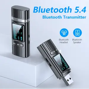 2 in 1 Wireless Bluetooth 5.4 Audio Transmitter/Receiver 3.5mm jack LED Digital Display Adapter For Car Music AUX PC Headphone