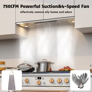 Range Hood Insert 36 inch,Built-in Kitchen Hood with 900 CFM, 4 Speed Gesture Sensing&Touch Control Panel