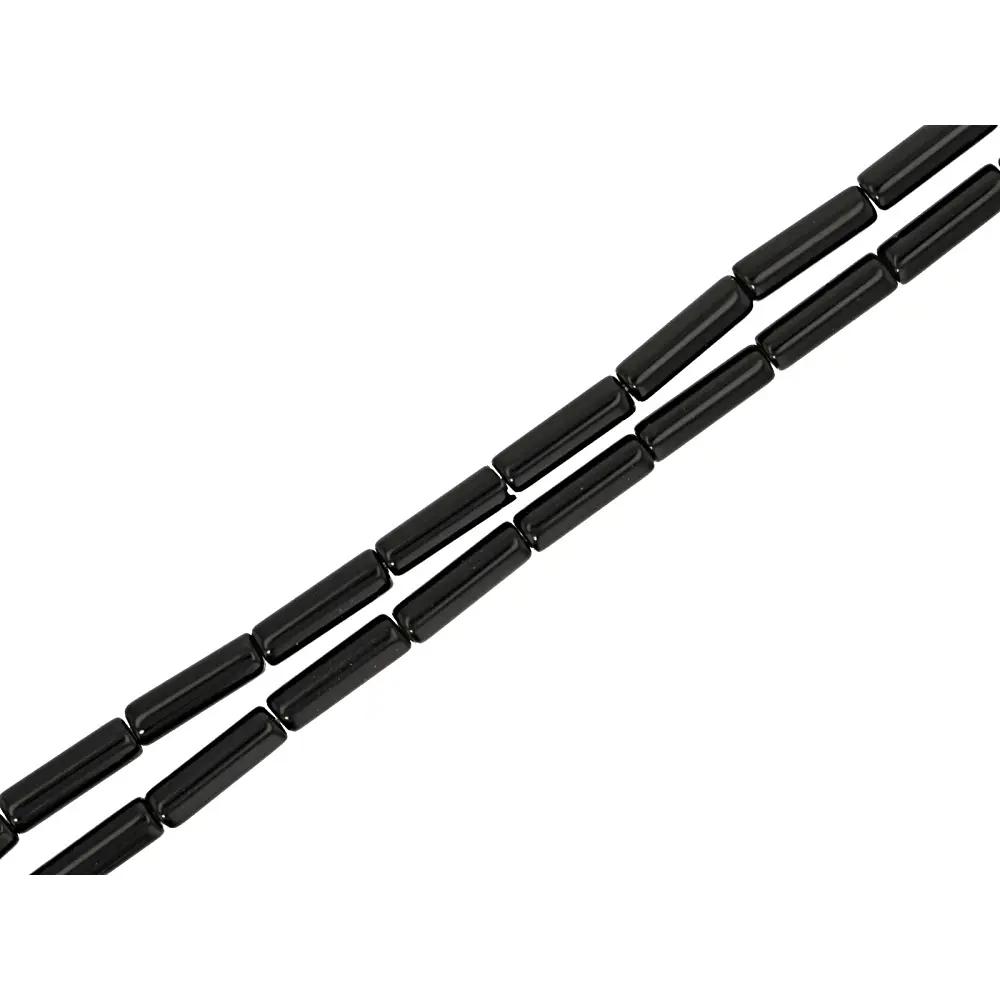 JTV Black Agate 4x13mm Cylinder Bead Strand Set of 2