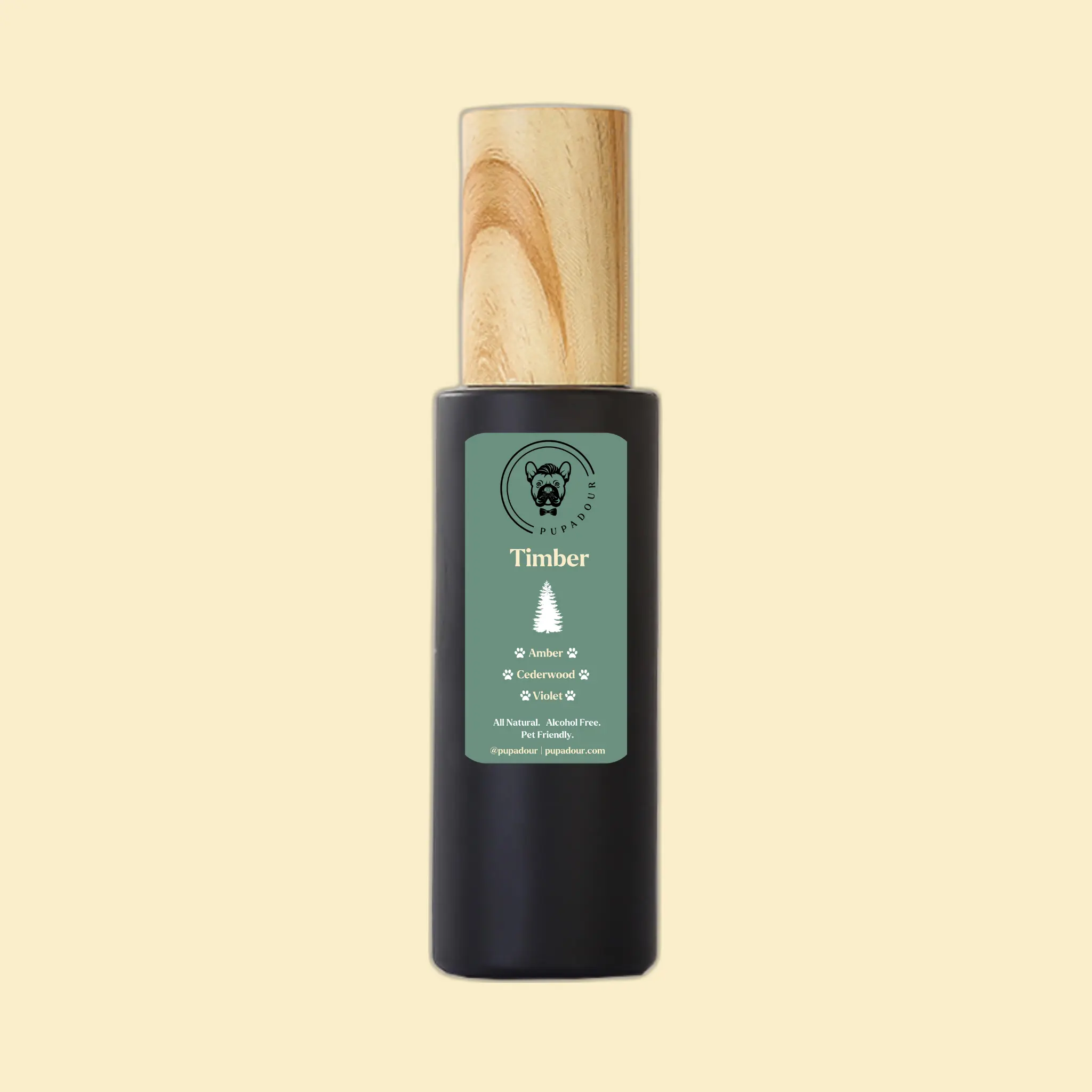 Pupadour Timber Fragrance & Coat Conditioner - Dog Deodorizer & fragrance. Coconut & Argan Oil Moisturizer for Coat and Skin. Vitamin E Oil for itchiness, dryness and irritation. Lessen Shedding. Frankincense & Lavender Aromatherapy.  - 100ml