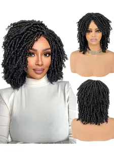 Short Dreadlock Wigs Synthetic Short Wig With Bangs Ombre Braided Dreadlock Wig Synthetic Braided Twist Wig For Women/Men Daily Wear, Party, Christmas, Cosplay, Music Festivals, Weddings and Balls