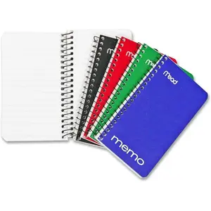 Spiral Memo Notebook, 8 Pack, Pocket Notebook, College Ruled Paper, 3" x 5", 60 Sheets per Notebook, Assorted Colors (73605)