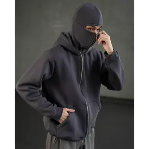Unique double-hooded design hoodie for autumn and winter, loose Y2K sweatshirt for both men and women, menswear tops