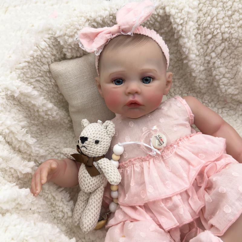Reborn Baby Dolls Girl 19 inch Cloth Weighted Body Silicone Reborn Toddler Doll Awake Lifelike Dolls That Look Real Child Toys with Outfit doll