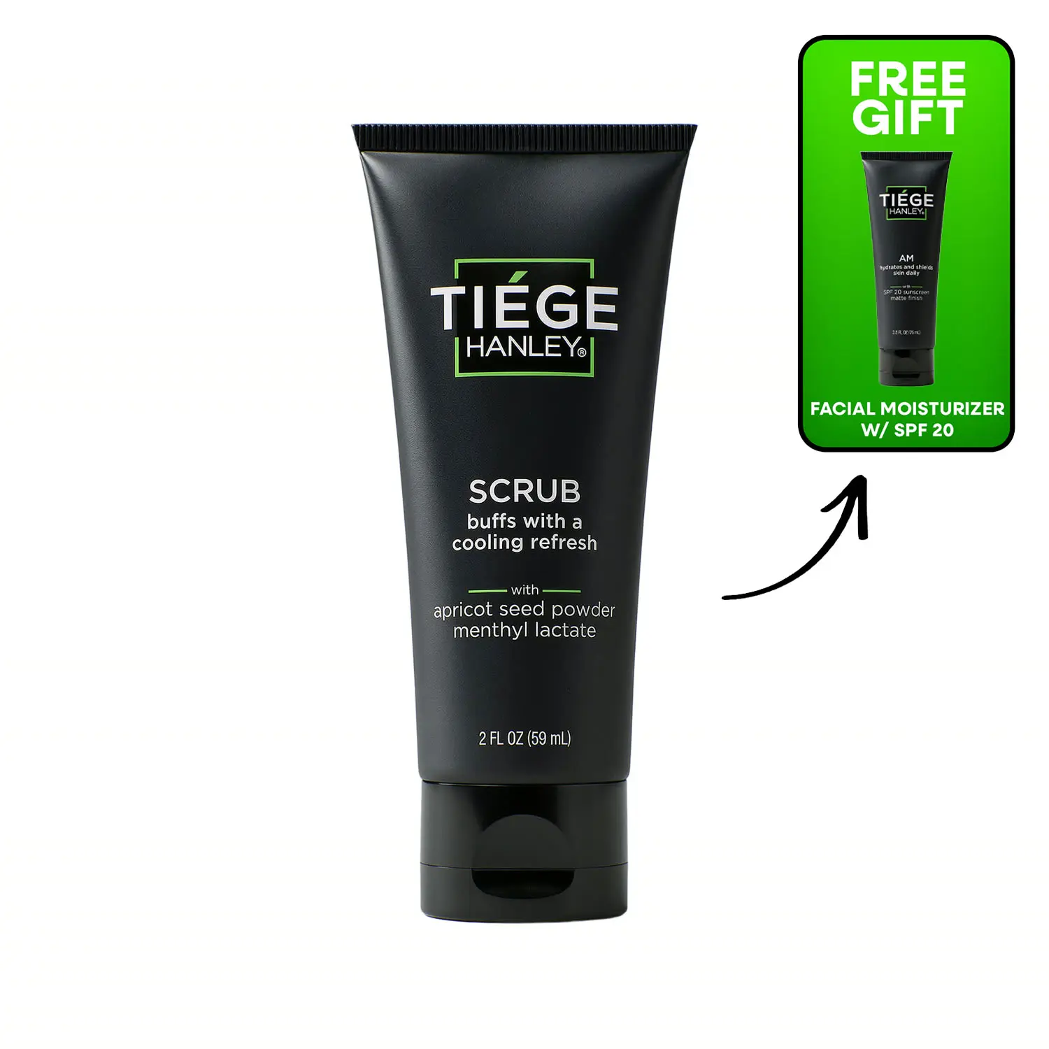 Tiege Hanley Exfoliating Face Scrub - Apricot Seed Powder + Niacinamide - Deep Pore Exfoliate + Dead Skin Removal (2 oz)
