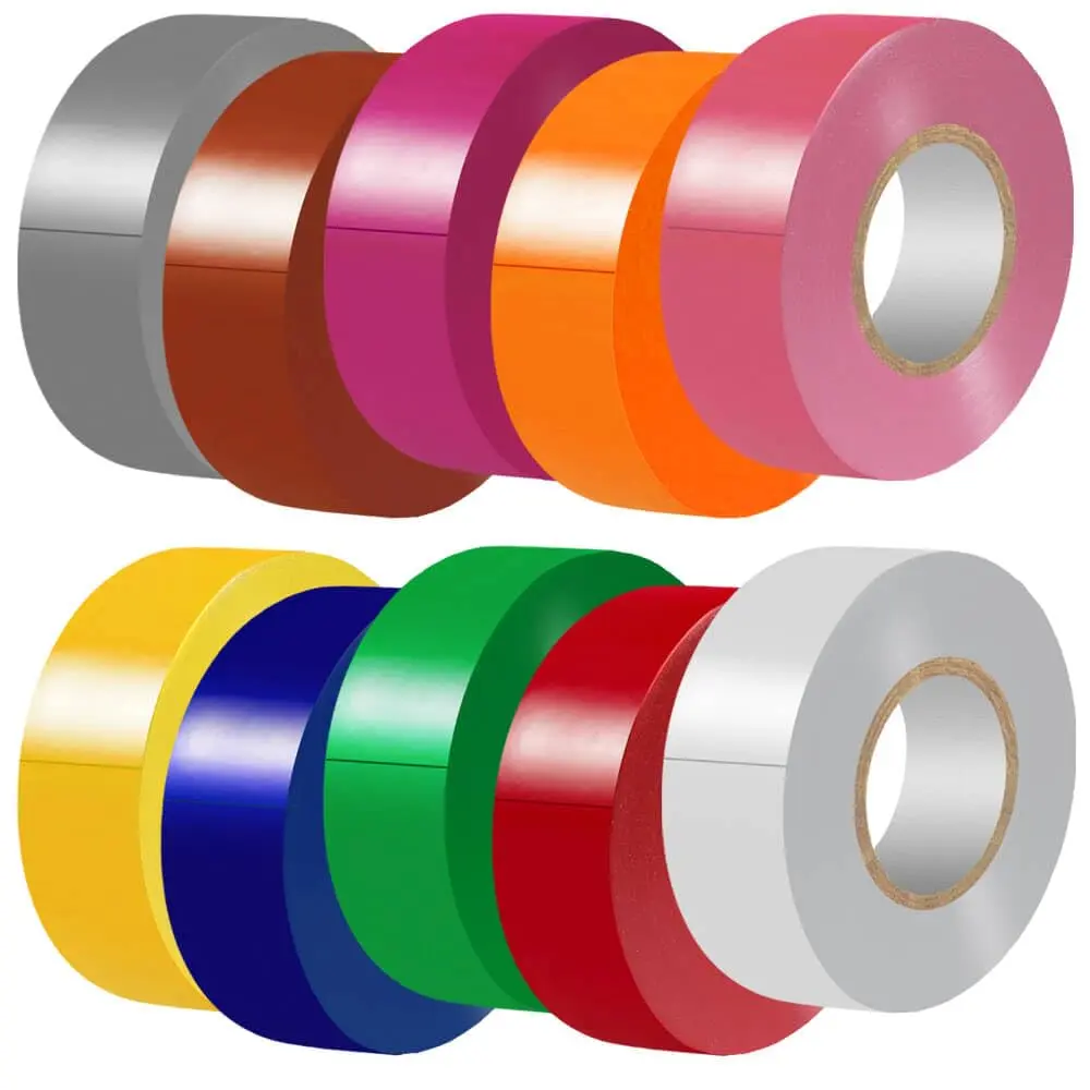Electrical Tape Matte Rainbow 10 Colors Pack 3/4-Inch by 60 , , Adhesive, Durable, Easy-Wrap