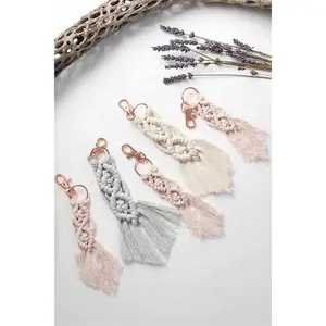 Assorted 4-Pack Macrame Fringe Keychain
