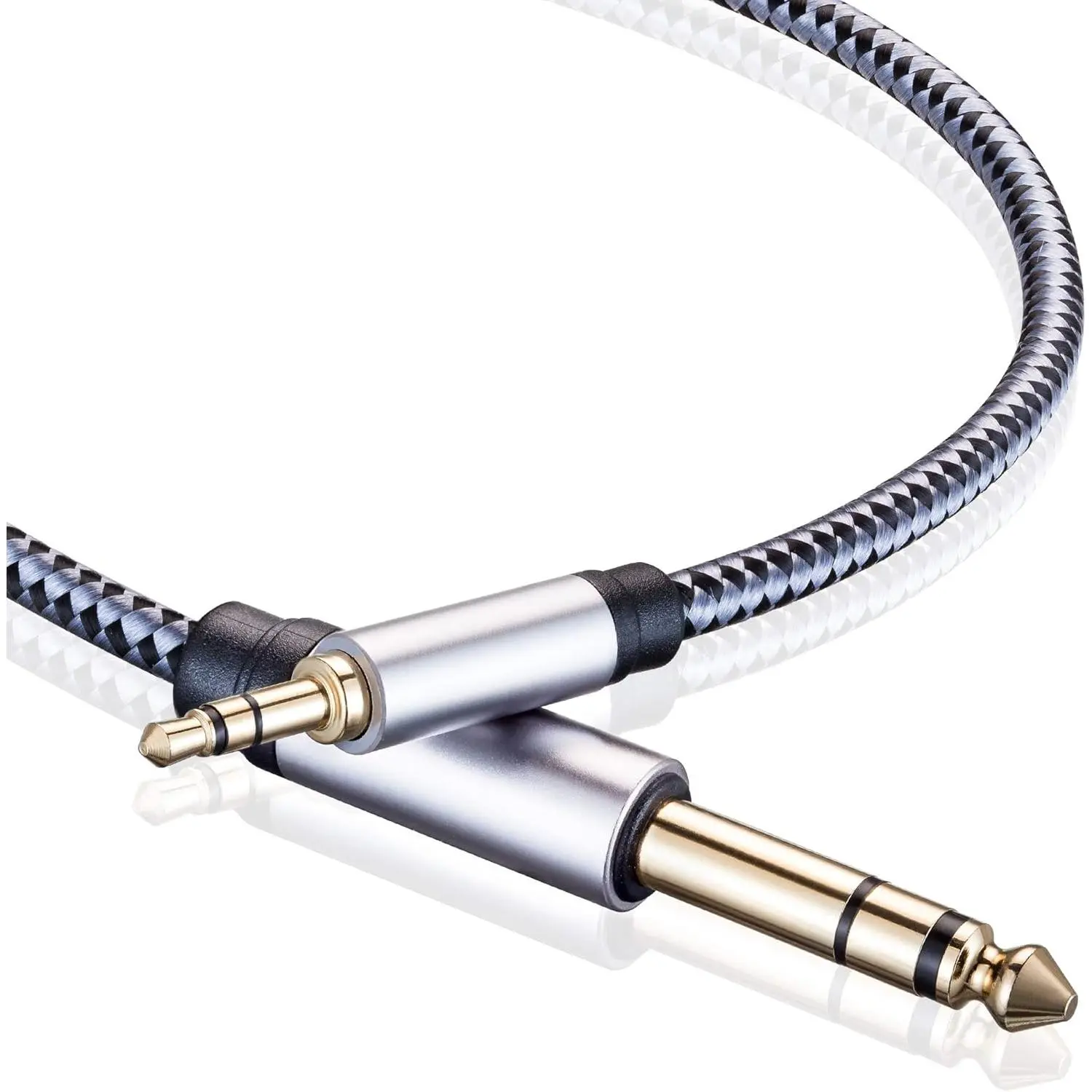 1/8 to 1/4 Stereo Cable 15Ft, 6.35mm 1/4" Male to 3.5mm 1/8" Male TRS Bidirectional Stereo Audio Cable Jack for Guitar, Home Theater Devices, Speaker and Amplifiers(15Ft)