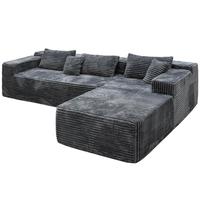 Grey(plush Corduroy Fabric)-Right Facing Chaise