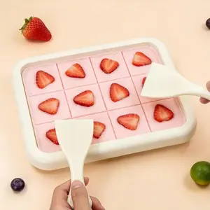 Summervibes  Rolled Ice CreamMemorial DayMaker - No-Plug Instant Stainless Steel Freeze-DriedCream Roll Pot with 2 Scrapers, Homemade DIY Tool forKids' Kitchen Utensils & Frozen Fruit ChocolateStrawberries Yogurt
