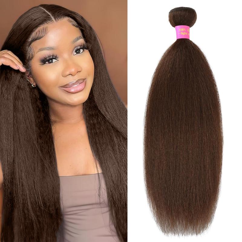 Brown Kinky Straight Bundles Yaki Straight Human Hair Bundles Unprocessed Brazilian Virgin Hair Kinky Straight Human Hair For Black Women