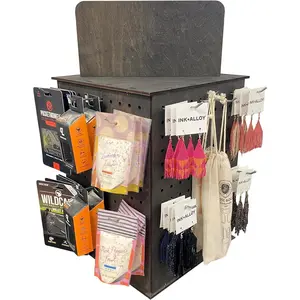 Rotating Display Stand| 22.5 x 16.76-inch| Rotating Organizer Wood Pegboard| Pegboard Display Stand for Craft Shows, Vendor Events, Jewelry, Accessories| Ebony