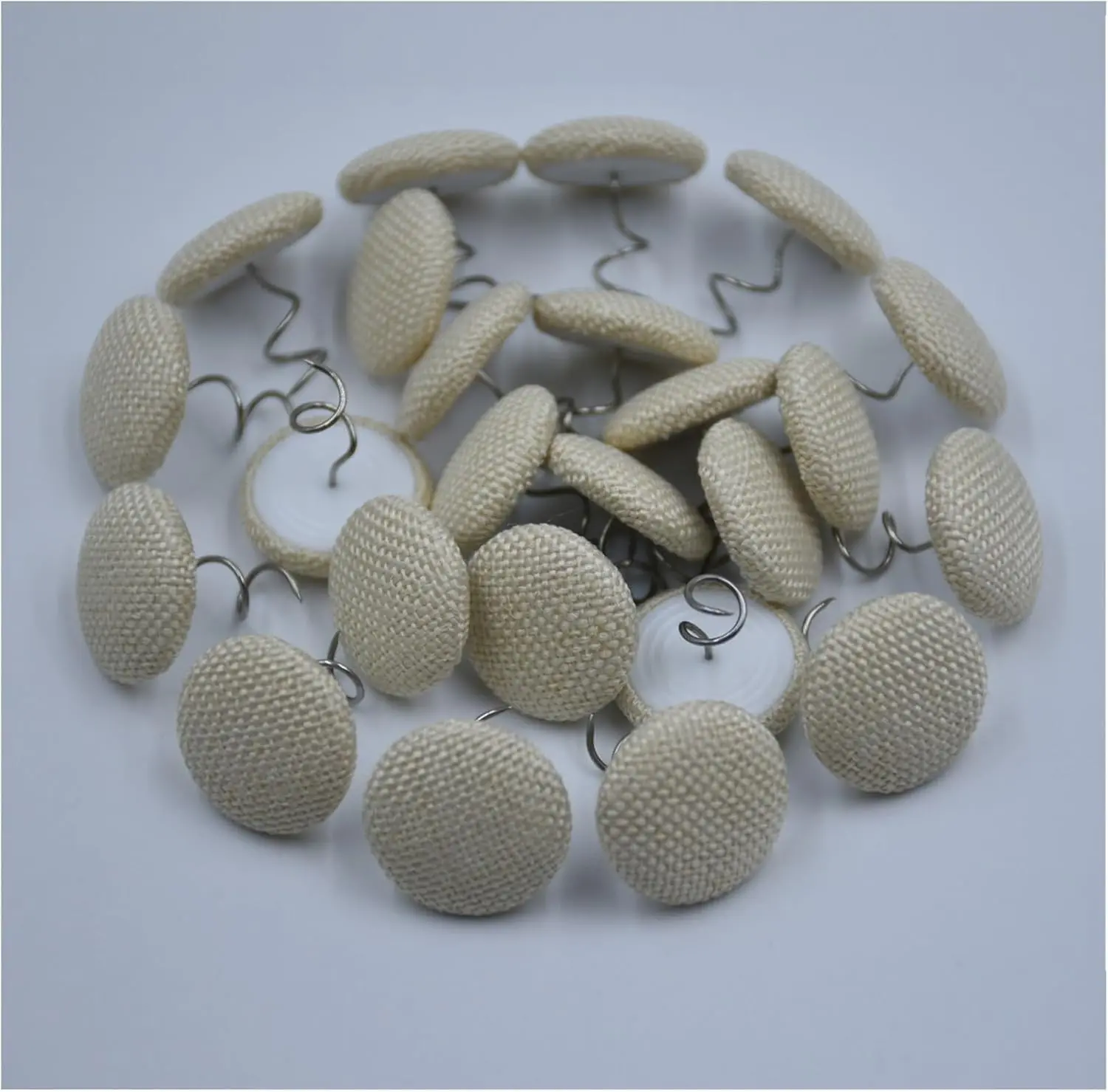 24 PCS Upholstery pins,bedskirt pins,Upholstery Screws,Headliner pins | Rice White，Upholstery Tacks, Fabric Covered Button Twist Pins for Upholstery, Slipcovers and Bedskirts