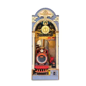 ROBOTIME Time Travel DIY Book Nook Shelf Insert TGB04 white collection Purple Comics wooden beam beads diy white house decoration diy kits