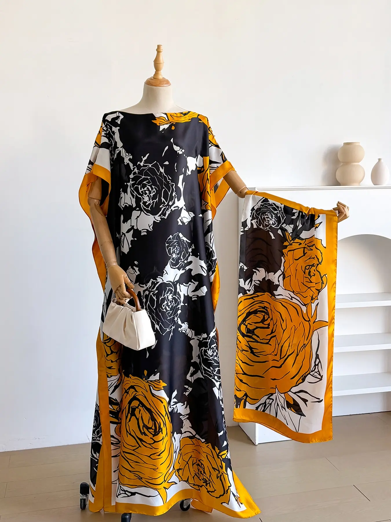 Women's Colorblock Print Long Floral Print Scarf & Poncho Set, Casual Soft Comfortable Floral Pattern Shawl for Beach Vacation, Fashion Accessories for Women & Girls, Fashion Boho Shawl Wrap
