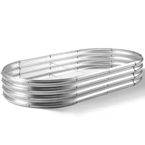 Land Guard Galvanized Planter Raised Beds, 6×3×1ft Galvanized Water Trough, Raised Garden Bed Metal Galvanized