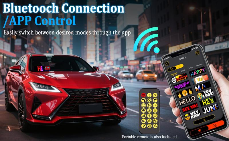 DIBMS 2 PCS Devil eyes For Vehicle, Truck, LED Matrix Panel, LED Sign For Car: Programmable, Bluetooth APP Control,Wireless APP-Controlled Scrolling LED Screen, Dynamic USB-Powered LED Display Screen