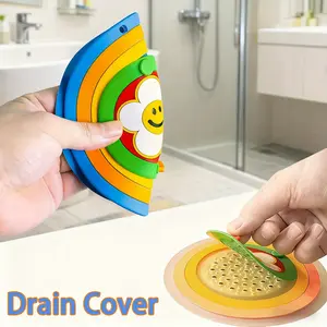 Colorful shower drain cover, drain filter, sink filter, hair collector, suitable for bathrooms, showers, and bathtubs to filter hair, prevent odors, mask odors, washable, and easy to clean, Bathroom Accessory