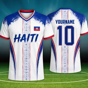 [Custom Name + Number] Haiti Soccer Jersey 2026, Personalized Name & Number Football Shirt, Unisex Sak Pase Supporter Tee, Blokecore Fan Apparel
