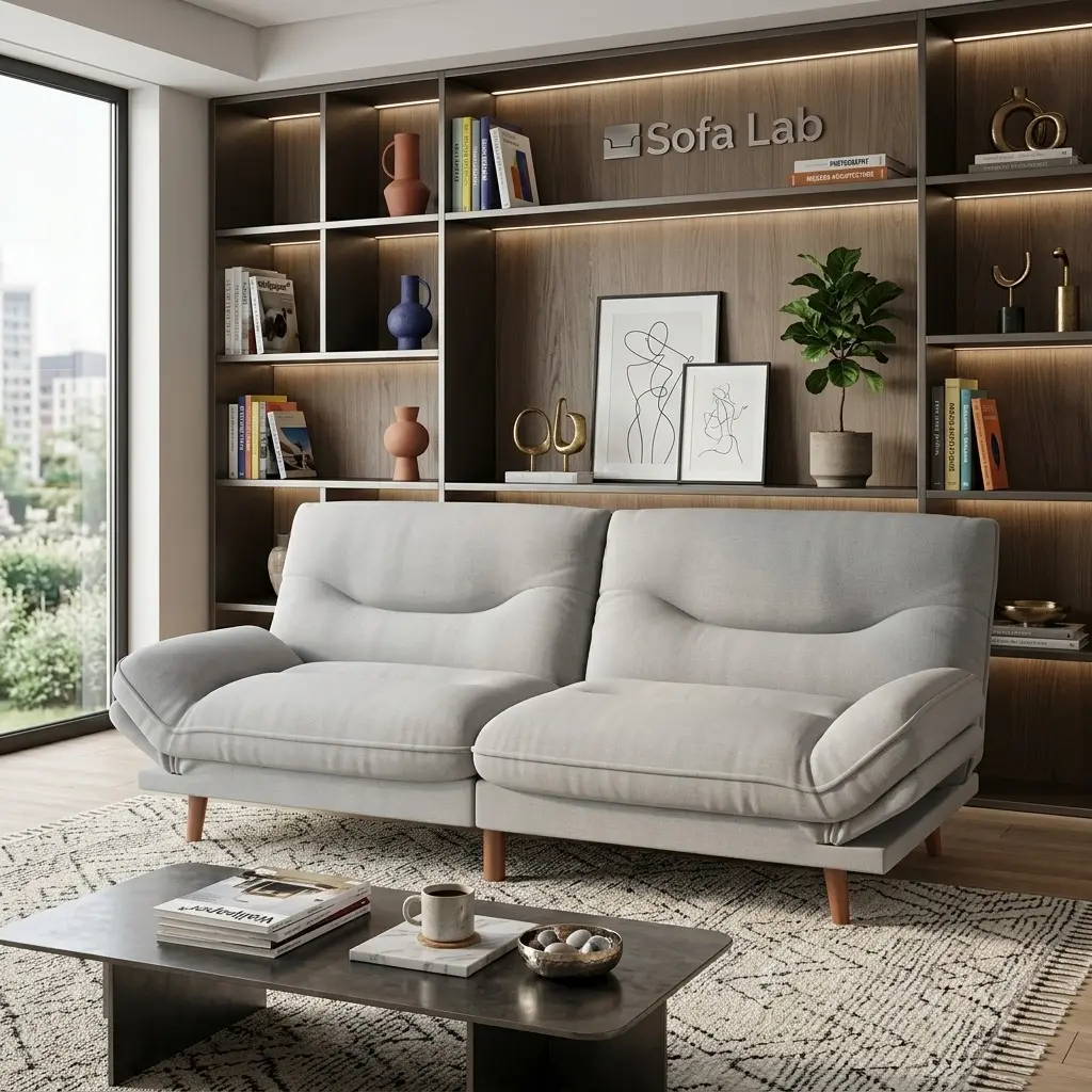 Adjustable Convertible Futon Sofa Bed, 2 Seater Twin Loveseat Sleeper Sofa with Adjustable Backrest and Armrest, Comfy Foldable Futon Couch for Living Room Bedroom Small Space Guest Room
