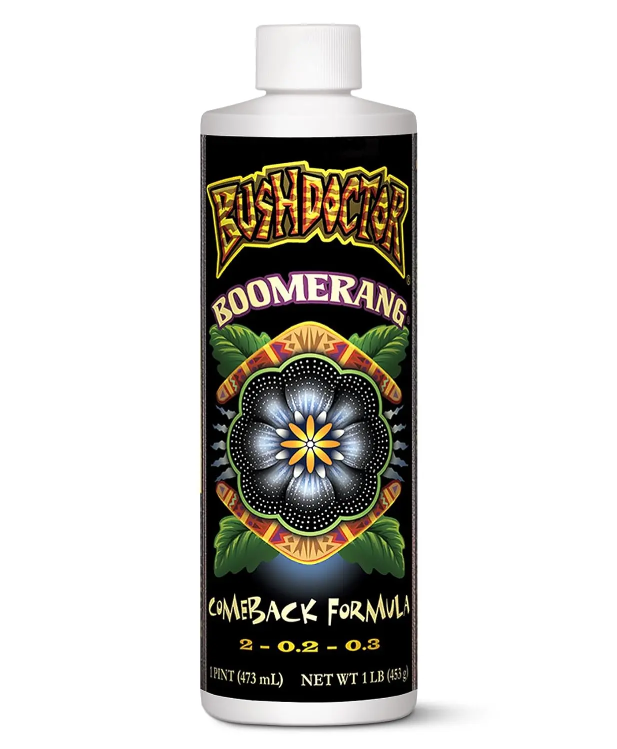 Foxfarm Bush Doctor Boomerang - 2-0.2-0.3 Comeback Formula - Microbial-Based Liquid Plant Fertilizer for Root Zone Support, Immediate Nutrient Uptake - Helps Plants Recover from Abiotic Stress-1 Pint Fox Farm