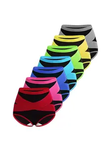 HOTCOM 7-Pack Rainbow Color Women’s High-Waist Shaping Panties,Stretchy Polyester, Comfortable & Breathable,Tummy Control & Butt Lift, Lightweight & Seamless,Perfect for Everyday Wear & Fitness