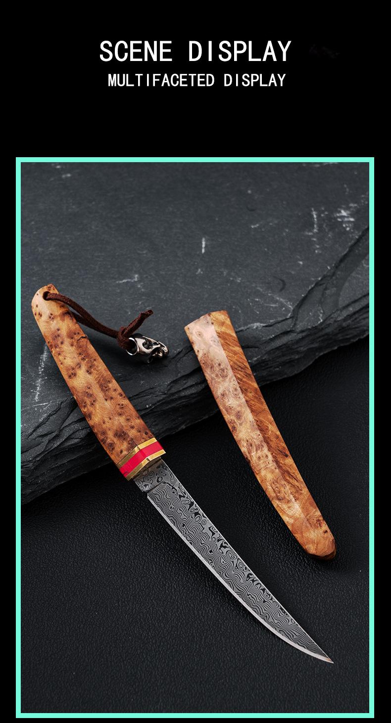 Damascus Steel Paring knife, portable household knife, for kitchen and patio barbecues, camping