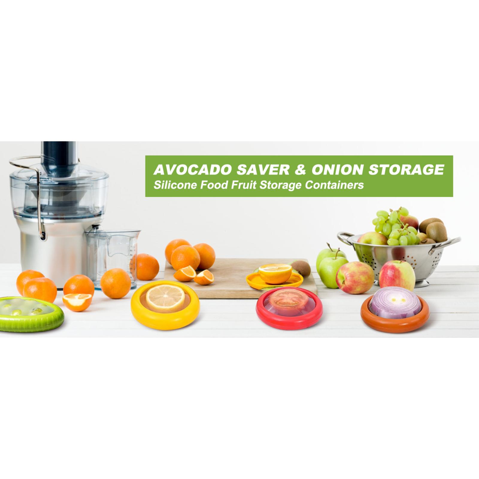 Reusable Fruit and Veggie Savers Set of 4 - Perfect for Avocados Tomatoes Apples Garlic Onions and More - Ideal for Fresh Produce Storage