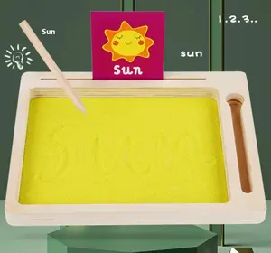 Sand Tracing Pad – Montessori Wooden Sand Tray for Kids, Writing Tray with Sand, Letters & Numbers Learning Tool, Educational Tracing Board for Toddlers
