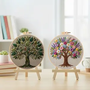 Embroidery Kit for Beginners, Elegant Cross Stitch Set, Life Tree Design, Embroidered Design, DIY Embroidery Supplies, Includes Fabric, Thread, Needle, Instructions