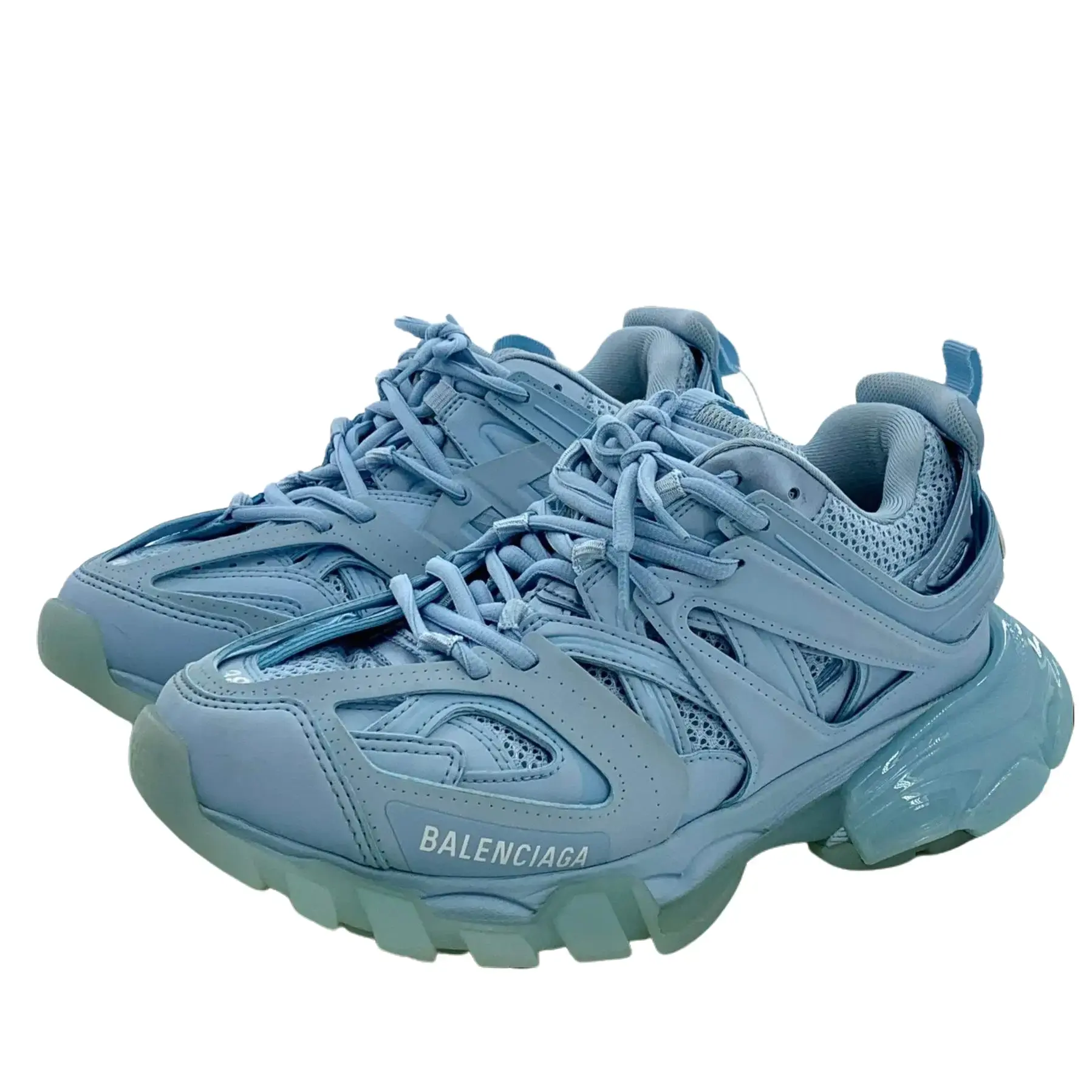RDLT-Balenciaga Size 38 Track 1.0 Blue Lace-Up Chunky Sneakers-X36751