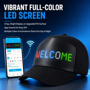 Programmable LED cap | App control scrolling subtitles | USB rechargeable adjustable baseball cap | Unisex, comfortable and breathable | Suitable for parties, music festivals, night runs, Halloween, Christmas, election events | Trendy creative gift for yo