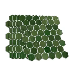 2D Flat Green Hexagon Marble Wall Stickers | Self-Adhesive Residue-Free | Home/Rental Renovation #GreenHomeDecor #PeelAndStickTiles #KitchenBacksplash #RentalFriendly