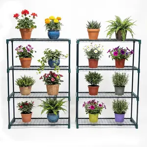 4 Tier Garden Greenhouse Steel Staging Shelving  Stand Garden Shelving Unit Garage Storage Racking, 2 Pack  Racks