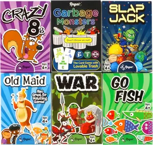 Games Card Games for Kids - Go Fish, Crazy 8's, Old Maid, Slap Jack, Garbage Monster, War - Simple & Fun Classic Family Table Games - Games May Vary (6 Set)