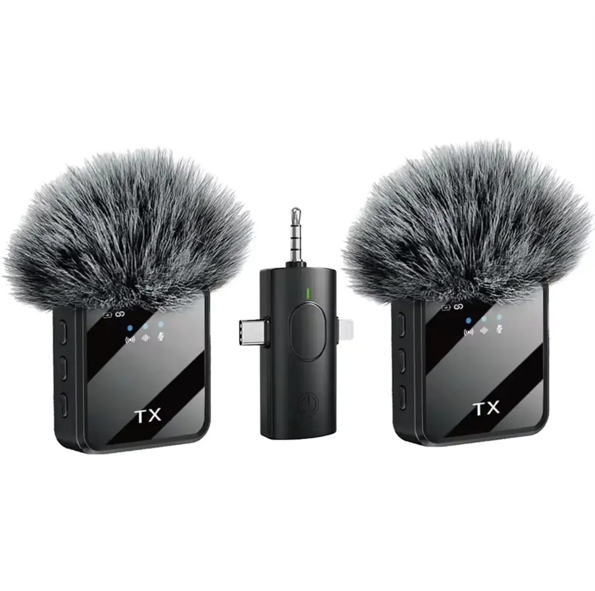 Micrófono Inalámbrico Dual Pro TX USB-C para Smartphone y Cámara con Furry Windscreen y Diseño Compacto