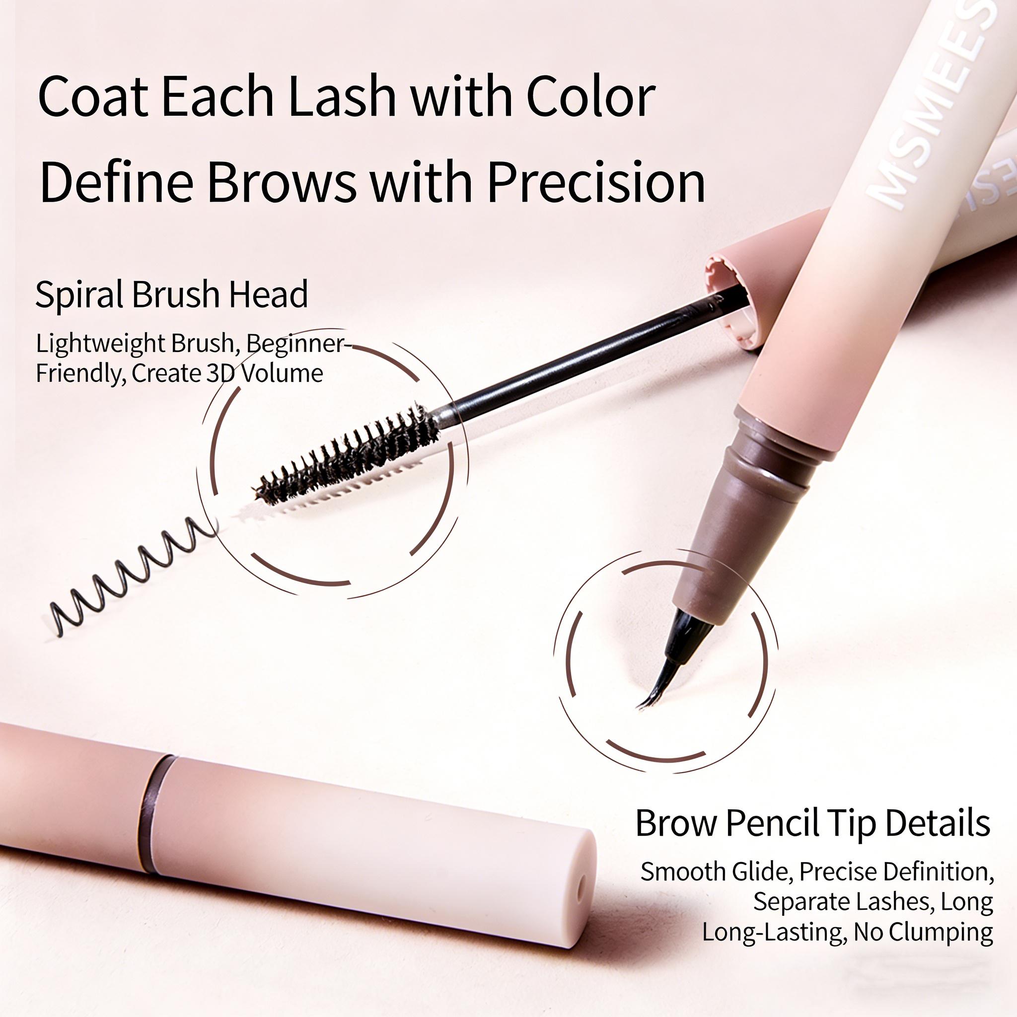 MSMESHU Dual-Ended Brow Pen – Tint & Define for Natural, Root-to-Tip Brows