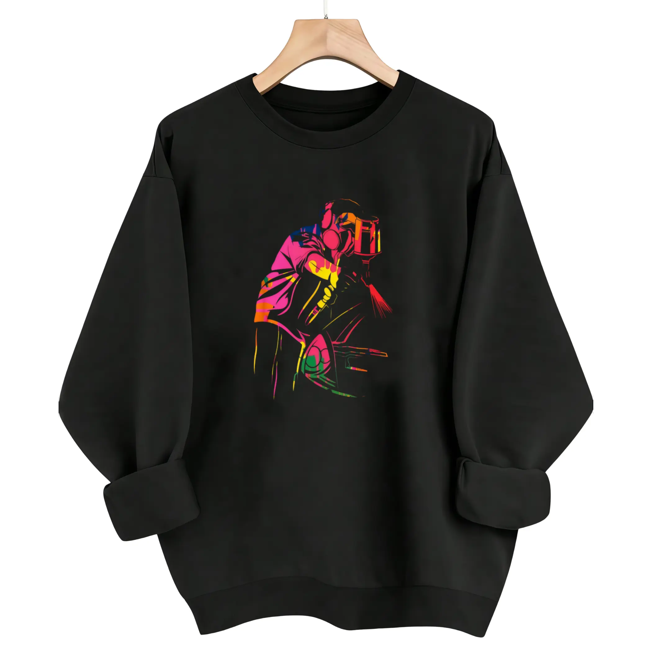 Durable Long Sleeve Sweatshirt for Car Painters – Breathable, Machine Washable Workwear with Bold Print, Perfect Gift for Painters and Enthusiasts Classic Fabric