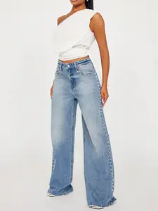 Clutching My Pearls Baggy Wide Leg Jeans - Medium Wash