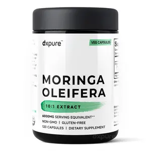 dxpure Moringa Oleifera Leaf Powder Supplement 6000mg 120 Veg Capsules Non-GMO Gluten-Free Vegan Friendly