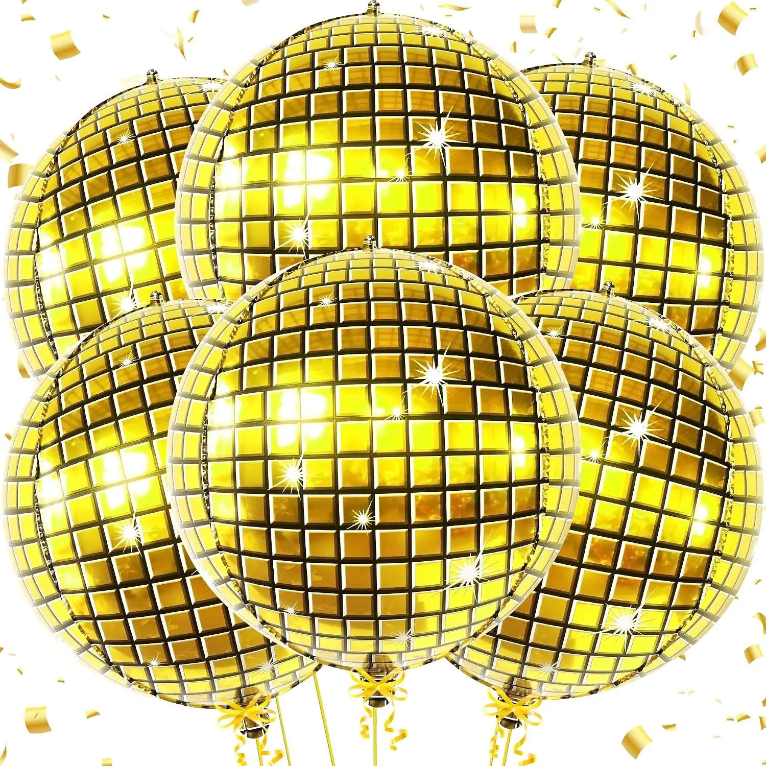 Big Gold Disco Ball Balloons - 22 InchPack Of 6Disco Party Decorations | 4D Gold Disco Balloons80S Party Decorations | Disco Theme Party Decorations | New Years Eve Party Supplies 2024