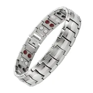 SILVER  Balance Magnetic Energy Therapy  Stress anxiety arthritis pain relief healing Stainless Steel Bracelet For Men & Women-Awesome Gifts